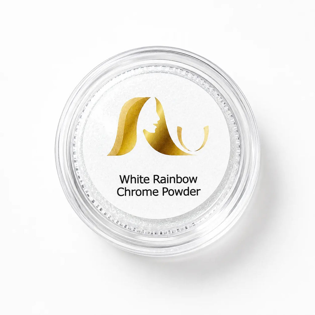 AU Nails White Rainbow Chrome Powder